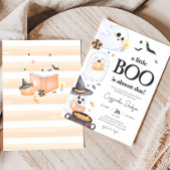 Invitation Orange Little Boo Baby shower d'Halloween