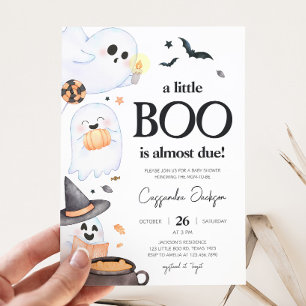 Invitation Orange Little Boo Baby shower d'Halloween