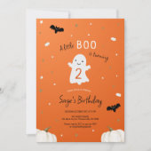 Invitation Orange Little Boo Halloween Anniversaire (Devant)