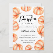 Invitation Orange Little Citrouille Halloween Baby shower d'a (Devant)