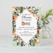 Invitation Orange Little Cutie 1er Anniversaire Fête Invitati (Debout devant)