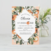 Invitation Orange Little Cutie 1er Anniversaire Fête Invitati (Debout devant)