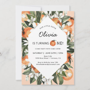 Invitation Orange Little Cutie 1er Anniversaire Fête Invitati