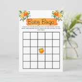 Invitation Orange Little Cutie Baby shower Bingo (Debout devant)