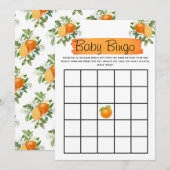 Invitation Orange Little Cutie Baby shower Bingo (Devant / Derrière)