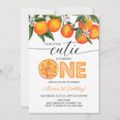 Invitation Orange Little Cutie Citrus 1er anniversaire (Devant)