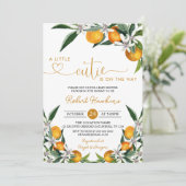 Invitation Orange Little Cutie est sur le chemin Baby shower  (Debout devant)