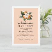 Invitation Orange Little Cutie Est Sur Le Chemin Baby shower (Debout devant)