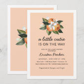 Invitation Orange Little Cutie Est Sur Le Chemin Baby shower (Devant / Derrière)