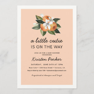 Invitation Orange Little Cutie Est Sur Le Chemin Baby shower