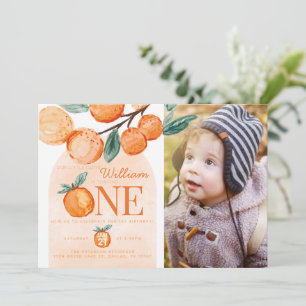 Invitation Orange Little Cutie ONE 1ère fête d'anniversaire P