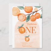 Invitation Orange Little Cutie tourné UNE 1ère fête d'anniver (Devant)