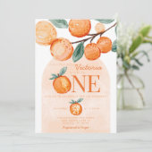 Invitation Orange Little Cutie tourné UNE 1ère fête d'anniver (Debout devant)