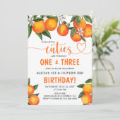Invitation Orange Little Cuties Fête d'Anniversaire (Debout devant)
