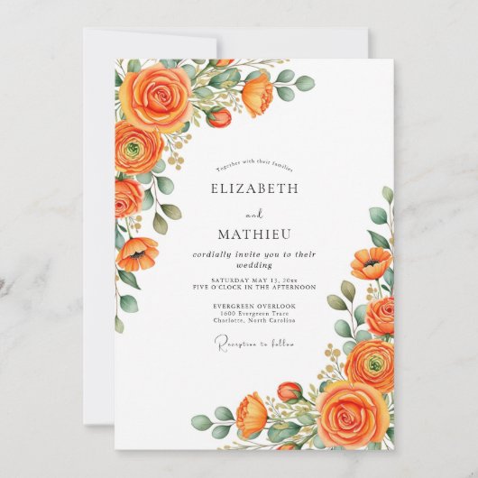Invitation Orange Luminous Spring Wedding (Devant)
