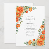 Invitation Orange Luminous Spring Wedding (Devant / Derrière)