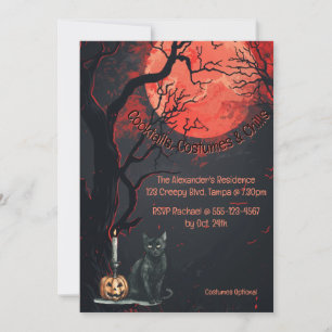 Invitation Orange Lune sur mesure Adultes Halloween