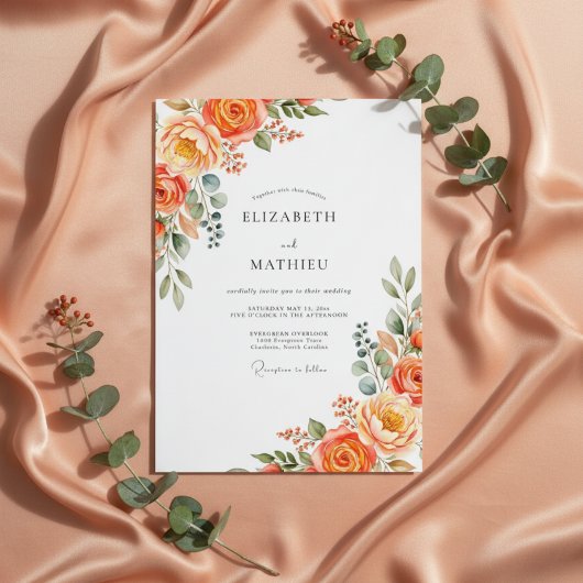 Invitation Orange Lush Bloom Wedding