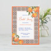Invitation Orange majolica Méditerranée tuiles nuptiale douch (Debout devant)