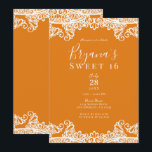 Invitation Orange Mangue Dentelle Blanche Élégante Fête Douce<br><div class="desc">Personnalisez pour tout événement</div>