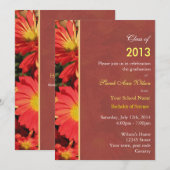 Invitation Orange marguerite jardin fleurs fête de graduation (Devant / Derrière)