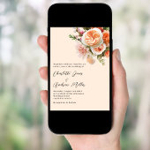 Invitation Orange mariage de fleurs rose pêche