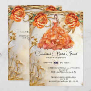 Invitation Orange mariée à être floral ballgogne fleurs de pi