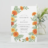 Invitation Orange Marigold Botanical Wedding (Debout devant)