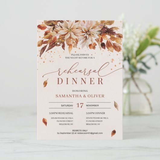 Invitation Orange Marigold Fleurs d'automne Répétition Boho (Debout devant)
