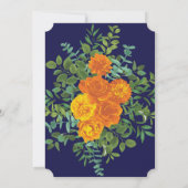 Invitation Orange & Marine Blue Peony & Rose Floral Mariage (Dos)