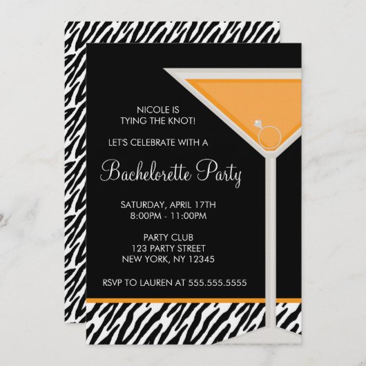 Invitation Orange Martini (Devant / Derrière)