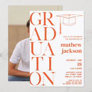 Invitation Orange Minimaliste '24 Graduation Party Personnali