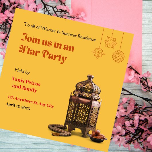 Invitation Orange Minimaliste Ramadan Iftar