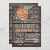 Invitation Orange & Mint Green; Russe Engagement Party (Devant / Derrière)