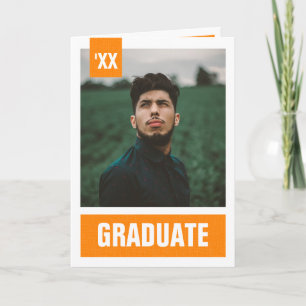 Invitation Orange Modern Textured Photo Graduation