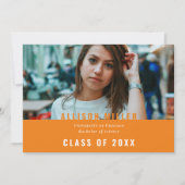 Invitation Orange Modern Typography Photo Graduation Party (Devant)