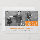 Invitation Orange moderne 2 blocs photo fête de graduation (Devant)