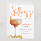 Invitation Orange moderne Bonjour 50e anniversaire (Devant)