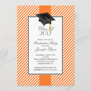 Invitation orange moderne de fête de remise des
