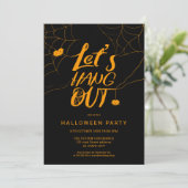 Invitation Orange moderne d'Halloween araignée pendre le scri (Debout devant)