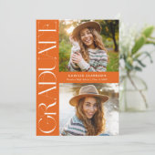 Invitation Orange Moderne Élégant Trois Diplômes Photo (Debout devant)