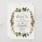 Invitation Orange moderne & Fleurs Cadre Aquarelle (Devant)