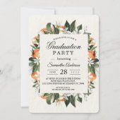 Invitation Orange moderne & Fleurs Cadre Aquarelle (Devant)