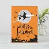 Invitation Orange moderne heureux hallowen (Debout devant)