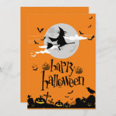 Invitation Orange moderne heureux hallowen (Devant / Derrière)