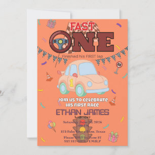 Invitation orange modifiable pour le 1er anniversa