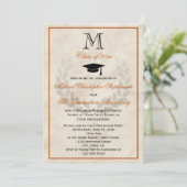 Invitation Orange Monogram Wreath Classic College Graduation (Debout devant)
