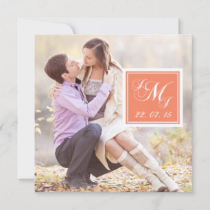 Invitation Orange monogrammed Photo Wedding Invite