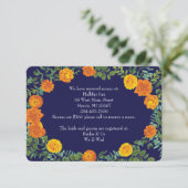 Invitation Orange & Navy Blue Peony Informations Rose (Debout devant)