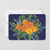 Invitation Orange & Navy Blue Peony Informations Rose (Dos)
